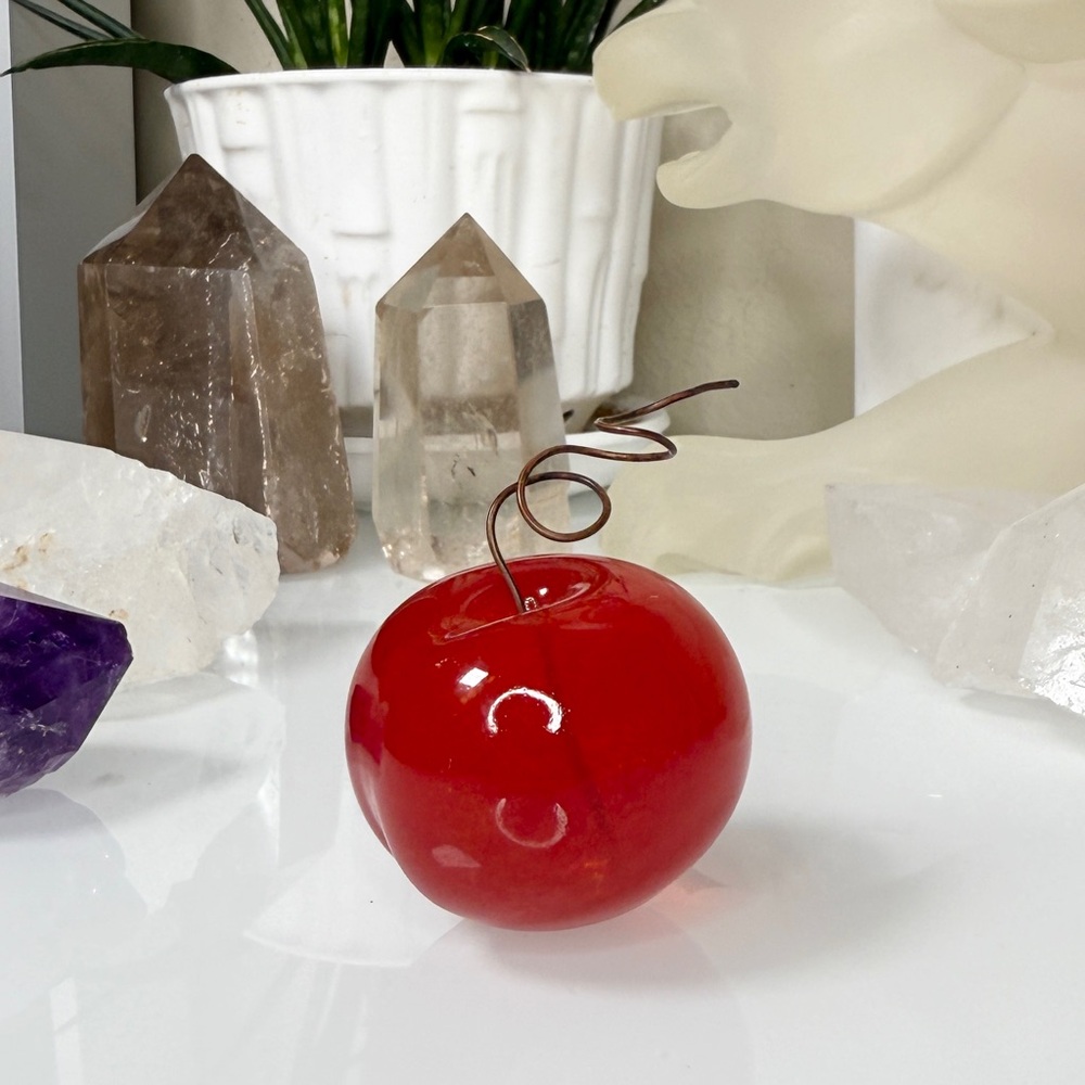 Thames Glass Cherry Fruit Decor With Bendable Wire Stem